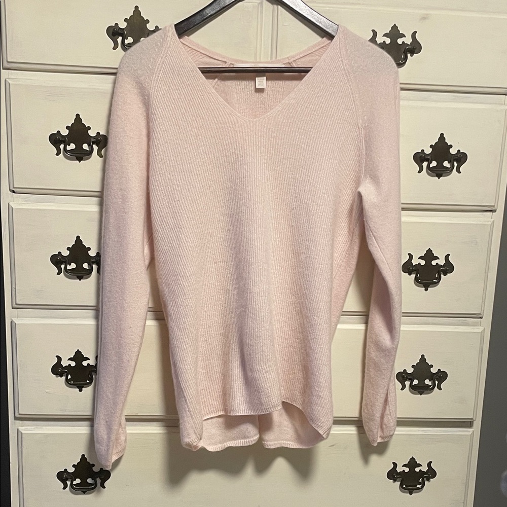 🐑100% Cashmere V-Neck Sweater - Blush
